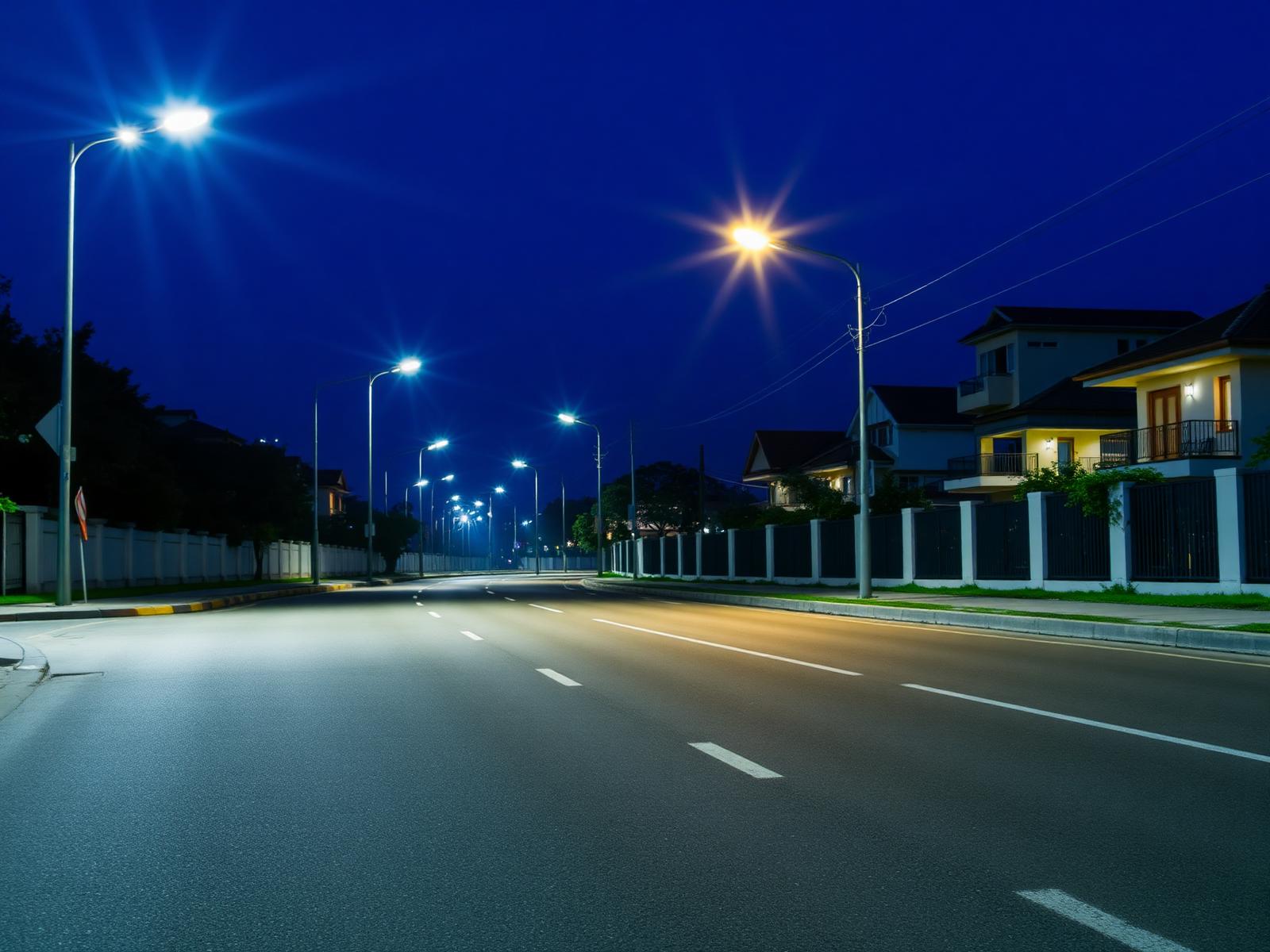 Iluminação pública LED nas ruas da cidade de Caaporã, Paraíba