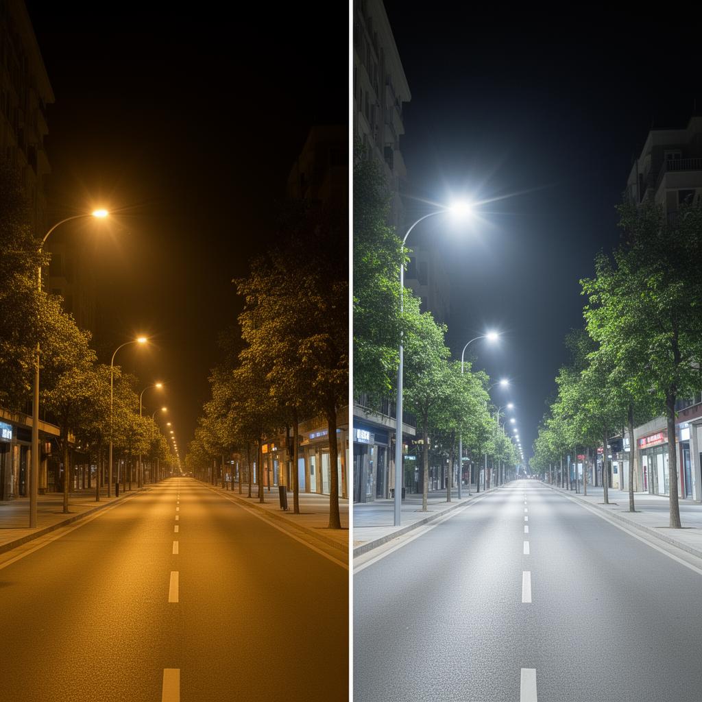 Via pública com iluminação LED moderna
