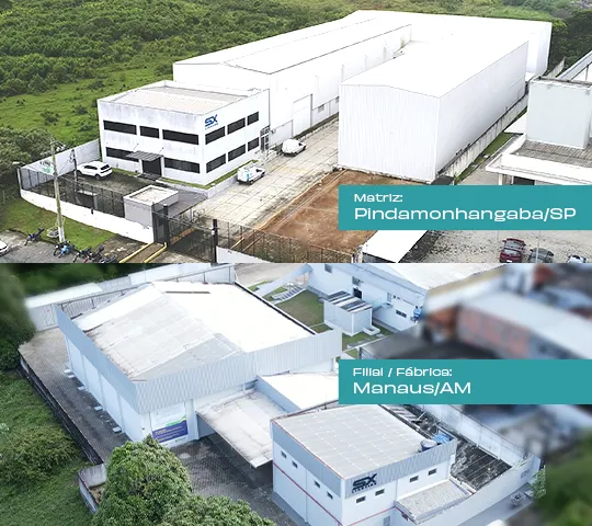 Unidades fabris da SX Lighting em Pindamonhangaba e Manaus